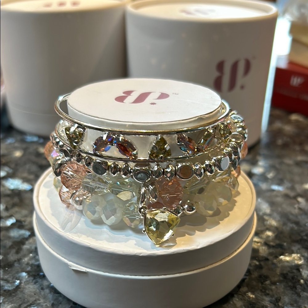 Elegant Silver Plated Beaded Bracelet Set